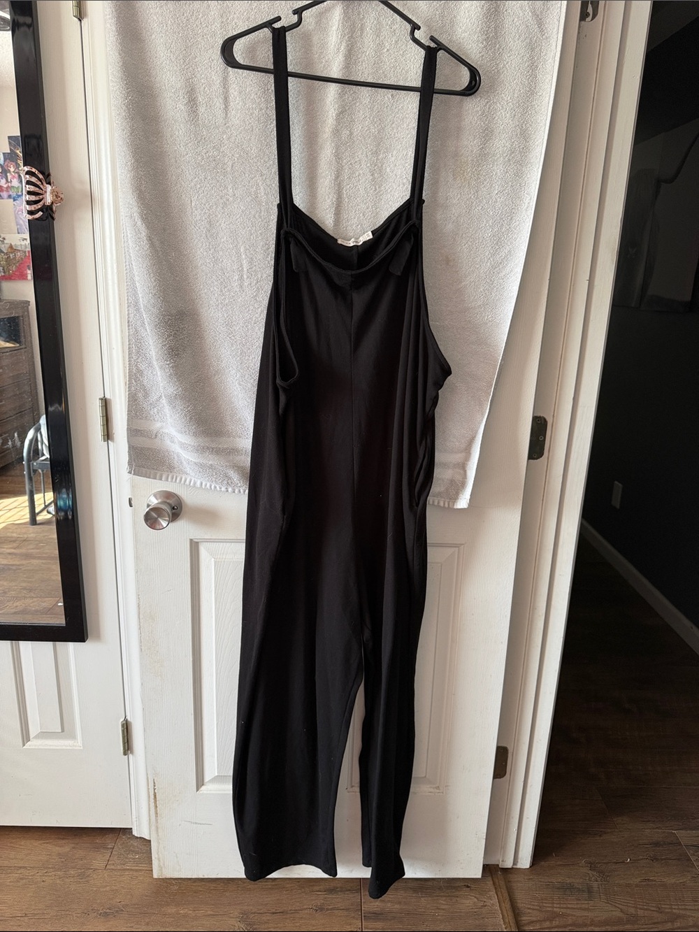 Women's Black Wide-Leg Jumpsuit with Adjustable Straps